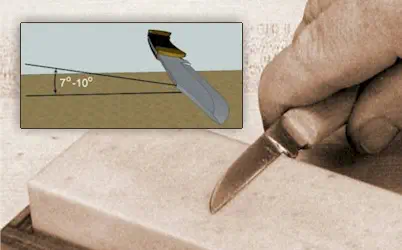 Knife on sharpening stone